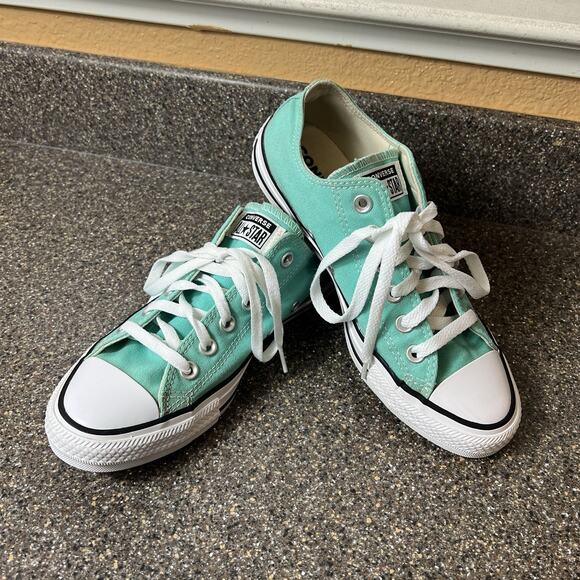 Converse All Star Low Top Womens 8 Mint Green Canvas Shoe Lace Up Mens 6 Sneaker - Picture 2 of 11